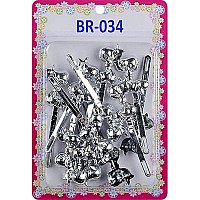 Tara Girls Self Hinge Bow Hair Barrettes 12 Pieces Selection (Silver)