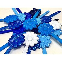 Tara Girls Self Hinge Plastic Flower Hair Barrettes 18 Pieces Selection (Blue Mix)