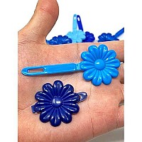 Tara Girls Self Hinge Plastic Flower Hair Barrettes 18 Pieces Selection (Blue Mix)