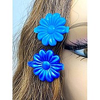 Tara Girls Self Hinge Plastic Flower Hair Barrettes 18 Pieces Selection (Blue Mix)