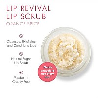 Beauty For Real Lip Revival, Orange Spice - Exfoliating & Hydrating Sugar Lip Scrub - For Dry, Chapped or Lipstick-Stained Lips - With Essential Oils - Organic, Vegan - 0.15 oz