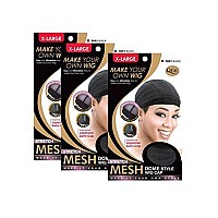 (3 Pack) Qfitt Mesh Dome Style Wig Cap Extra Large 5021