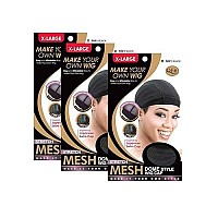 (3 Pack) Qfitt Mesh Dome Style Wig Cap Extra Large 5021