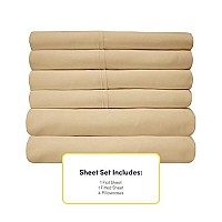 Cal King Size Bed Sheets - 6 Piece 1500 Supreme Collection Fine Brushed Microfiber Deep Pocket California King Sheet Set Bedding - 2 Extra Pillow Cases, Great Value, California King, Camel