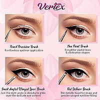 Eyeliner Brush Set Pencil Liquid - Gel Liner Winged Makeup Brushes Small Angle Firm Angled Bristles Wing Kit Black Stamp Pen Stencils Thin Flat Stencil Perfect Definer Sharpener Cat Eye With Waterproof Smudge Proof Precision Eyeshadow Brown Eyebrow