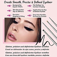 Eyeliner Brush Set Pencil Liquid - Gel Liner Winged Makeup Brushes Small Angle Firm Angled Bristles Wing Kit Black Stamp Pen Stencils Thin Flat Stencil Perfect Definer Sharpener Cat Eye With Waterproof Smudge Proof Precision Eyeshadow Brown Eyebrow