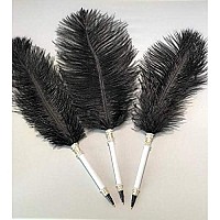 Awaytr 12-14 Inch (30-35Cm) Natural Ostrich Feathers Plumes Bulk Wedding Party Gatsby Table Centerpieces Decoration (10Pcs,Black)