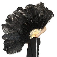 Awaytr 12-14 Inch (30-35Cm) Natural Ostrich Feathers Plumes Bulk Wedding Party Gatsby Table Centerpieces Decoration (10Pcs,Black)