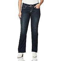 Silver Jeans Co Womens Suki Mid Rise Slim Bootcut Jeans, Grey Dark Indigo Rinse, 30W X 31L