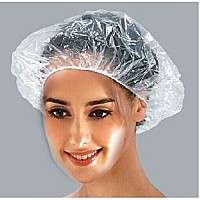 100 Pcs Clear Disposable Plastic Shower Caps Large Elastic Thick Bath Cap For Women Spa,Home Use,Hotel And Hair Salon,Pack Of 100 Individually Wrapped