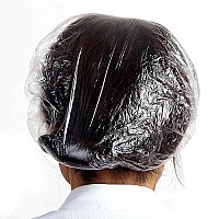 100 Pcs Clear Disposable Plastic Shower Caps Large Elastic Thick Bath Cap For Women Spa,Home Use,Hotel And Hair Salon,Pack Of 100 Individually Wrapped