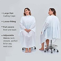 Professional Salon Client Hair Cutting Cape Gown, Barber Haircut Cape With Sleeves - White