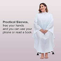 Professional Salon Client Hair Cutting Cape Gown, Barber Haircut Cape With Sleeves - White