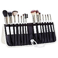 Tootloos 14 PC Makeup White Brush Set - Superior Quality Makeup Brushes. Durable, Lightweight & Made of Aluminum Ferule. Free Leather Standing Easel Case & Blender Brush Included - Great Gift Idea!