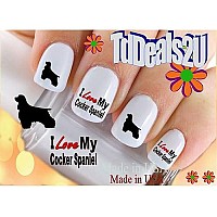 Nail Art Decals WaterSlide Nail Transfers Stickers Dog Breed - Cocker Spanial 2 Silhouette I Love Nail Decals - Salon Quality! DIY Nail Accessories