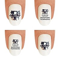 Nail Art Decals WaterSlide Nail Transfers Stickers Dog Breed - Boston Terrier Keep Calm Nerd Dog Face Nail Decals - Salon Quality! DIY Nail Accessories