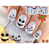 Holiday Halloween - Scary Pumpkin Face 1 - WaterSlide Nail Art Decals - Highest Quality! Made in USA