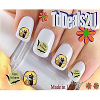 Holiday Halloween - Cat and Bat Happy Halloween WaterSlide Nail Art Decals - Highest Quality! Made in USA