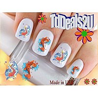 Animals - Fish - Koi Fish 2 Orange Fish Nail Decals - WaterSlide Nail Art Decals - Highest Quality! Made in USA