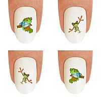 Nail Art Decals WaterSlide Nail Transfers Stickers Animals - Frogs - Frog Set 2 Green Orange Paws Nail Decals - Salon Quality! DIY Nail Accessories