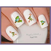 Nail Art Decals WaterSlide Nail Transfers Stickers Animals - Frogs - Frog Set 2 Green Orange Paws Nail Decals - Salon Quality! DIY Nail Accessories