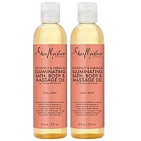 Shea Moisture Body Oil with Coconut & Hibiscus for Bath and Shower, Coconut Massage Oil & Coconut Body Oil, Shea Moisture Body Oil with Hibiscus Flower Extracts (2 Pack, 8 Oz Ea)