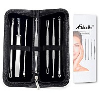 7-Piece Blackhead Remover Kit - Pimple Comedone Extractor Tool set for Facial Acne and Treatment for Blemish, Whitehead Popping, Zit Removing for Risk Free Nose Face Skin with Metal Case