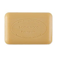 Pre de Provence Artisanal Soap Bar, Enriched with Organic Shea Butter, Natural French Skincare, Quad Milled for Rich Smooth Lather, Sandalwood, 8.8 Ounce