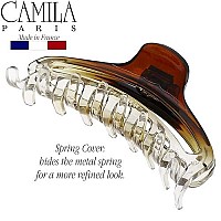 Camila Paris CP2380 French Hair Clip for Women, Medium Narrow, Brown/Cristal, Girls Hair Claw Clips Jaw Fashion Durable Styling Hair Accessories for Women, Strong Hold No Slip Grip, Made in France