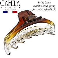 Camila Paris CP2380 French Hair Clip for Women, Medium Narrow, Brown/Cristal, Girls Hair Claw Clips Jaw Fashion Durable Styling Hair Accessories for Women, Strong Hold No Slip Grip, Made in France