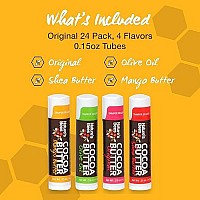 Nature's Bees, Cocoa Butter Lip Balms, Lip Moisturizer Treatment - Pack of 24 (Original Variety Assortments - Original, Olive Oil, Mango Butter, Shea Butter)