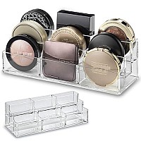 byAlegory Acrylic Tiered (Bronzer, Highlighter, Powder, Blush) Compact Makeup Organizer | 9 Space 3 Tier Cosmetic Storage (CLEAR)