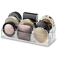 byAlegory Acrylic Tiered (Bronzer, Highlighter, Powder, Blush) Compact Makeup Organizer | 9 Space 3 Tier Cosmetic Storage (CLEAR)