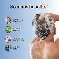 Sulfate Free Hard Water Shampoo - Deep Clarifying Shampoo for Build Up of Product and Minerals with Five Cleansing Mint Essential Oils for Replenishing Hydration and Hair Shine - Vegan & Cruelty Free