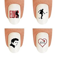 Nail Art Decals WaterSlide Nail Transfers Stickers 40pc Elvis 1 Silhouette Love Character Nail Decals - Salon Quality! DIY Nail Manicure