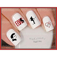 Nail Art Decals WaterSlide Nail Transfers Stickers 40pc Elvis 1 Silhouette Love Character Nail Decals - Salon Quality! DIY Nail Manicure