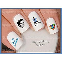 Nail Art Decals WaterSlide Nail Transfers Stickers 40pc Elvis 3 Blue Jacket Singer Character Nail Decals - Salon Quality! DIY Nail Accessories