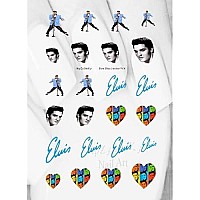 Nail Art Decals WaterSlide Nail Transfers Stickers 40pc Elvis 3 Blue Jacket Singer Character Nail Decals - Salon Quality! DIY Nail Accessories