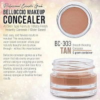 Belloccio High Definition Tan Shade Makeup Concealer 5 gram Jar - Conceal Imperfections, Hide Blemishes, Dark Under Eye Circles, Cosmetic Cream - Use Under Airbrush Foundation