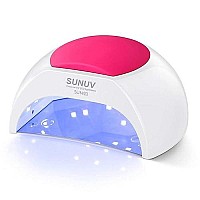 Gel UV Nail Lamp, SUNUV 48W UV LED Nail Dryer Light for Gel Nails Polish Manicure Professional Salon Curing Lamp with 4 Timer Setting Sensor(one Pink pad)