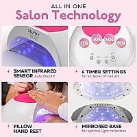 Gel UV Nail Lamp, SUNUV 48W UV LED Nail Dryer Light for Gel Nails Polish Manicure Professional Salon Curing Lamp with 4 Timer Setting Sensor(one Pink pad)