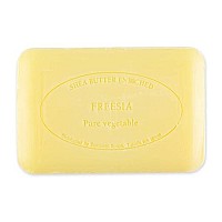 Pre de Provence Artisanal Soap Bar, Enriched with Organic Shea Butter, Natural French Skincare, Quad Milled for Rich Smooth Lather, Freesia, 8.8 Ounce