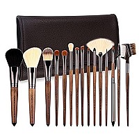 ZOREYA Makeup Brush Set ,15pcs Unique Walnut Makeup Brushes with Nobility,Professional Premium Synthetic Foundation Powder Concealers Eye Shadows Makeup brushes Set with Perfect Vegan Leather Bag