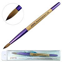 Pana Acrylic Nail Brush Pure Kolinsky Hair Beige Purple Wood Handle with Purple Ferrule Round Shaped Style (Size  6)