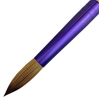 Pana Acrylic Nail Brush Pure Kolinsky Hair Beige Purple Wood Handle with Purple Ferrule Round Shaped Style (Size  6)