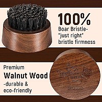 BFWood Beard Brush for Men - Boar Bristles Small and Round - Black Walnut Wood