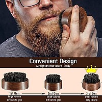 BFWood Beard Brush for Men - Boar Bristles Small and Round - Black Walnut Wood