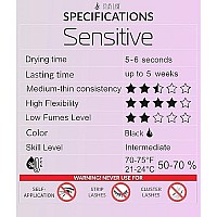 Sensitive Eyelash Extension Glue Stacy Lash 0.17fl.oz/5ml /Low Fume/ 5 Sec Drying time/Retention -5 Weeks/Professional Use Only Black Adhesive for Individual Semi-Permanent Eyelash Extensions