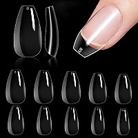 Makartt Nail Tips Short Coffin Nails 500pcs Press on Nails Full Cover Fake Nails Ballerina Nails Clear Nails for Nail Extension Soak Off False Nails 10 Sizes Acrylic Nails for Salon and DIY Nail Art