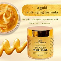 White Naturals 24K Gold Facial Mask, Anti-Aging Gold Face Mask For Flawless & Moisturizes Skin, Helps Reduces Wrinkles, Fine Lines & Acne Scars, Removes Blackheads, Dirt & Oils